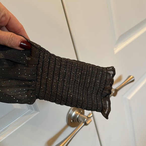 Zara Sheer Grey Sparkle Blouse Small NWT - Picture 3 of 13